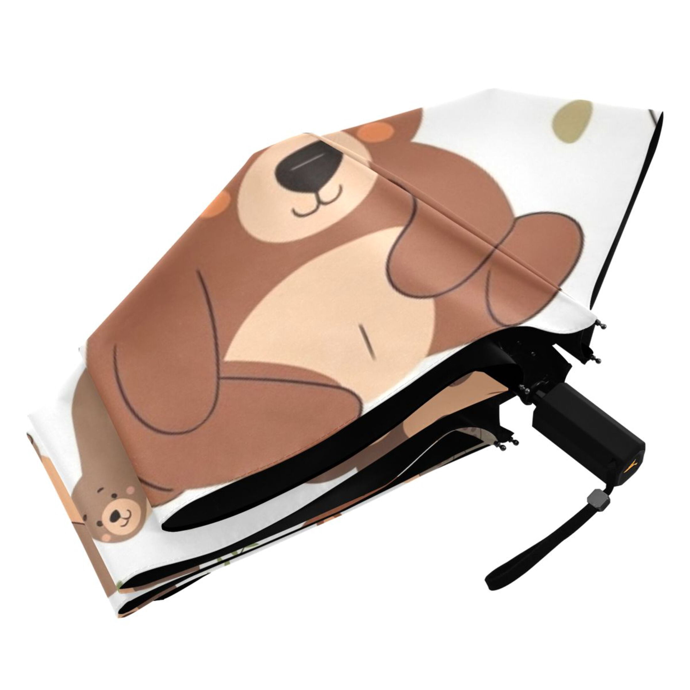 Compact Sun Umbrella Windproof Travel Umbrellas for Rain Strong Portable UV Protection Cute Bears with Leaf