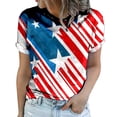 thumbnail image 1 of Blusa de manga corta informal con estampado de día de la independencia de cuello redondo de verano para mujer Fridja hjk5501, 1 of 5