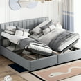 thumbnail image 2 of Gray King Size Bed With Upholstered Design And Hydraulic Storage Lift Finish In, 2 of 7