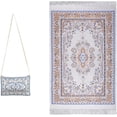 thumbnail image 1 of Muslim Prayer Rug Set with Beads and Bag, Elegant Ramadan Prayer Rug, 27.5x43.3 Inch Blue, 1 of 7