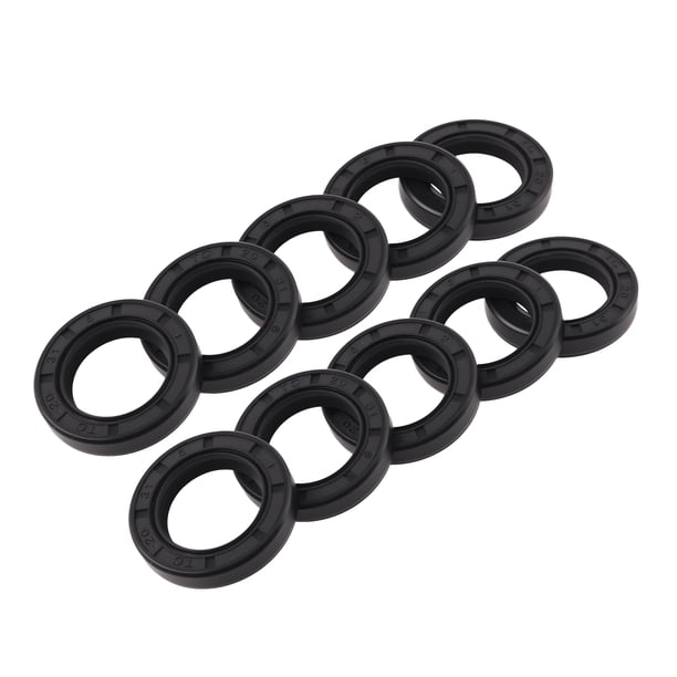 Sello de aceite universal Unique Bargains TC de doble labio con resorte de acero, anillo de sello de eje rotativo 20x31x6mm, caucho nitrilo de alta presión negro, 10 piezas