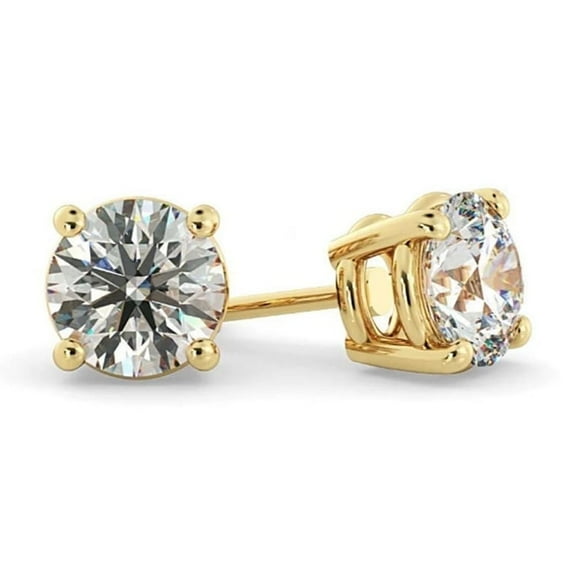 Paris Jewelry 10k Yellow Gold 0.25 Carat 4 Prong Push Back Women Round Created Diamond plated