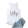 thumbnail image 1 of Camiseta sin mangas con estampado de letras para mujer - Camiseta divertida con estampado gráfico, cuello redondo informal, corte holgado - S-XXL, 1 of 5