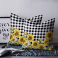 thumbnail image 3 of Sunflower Throw Pillow Covers, Soft Pillowcases with Invisible Zipper, Black White Check Country Yellow Floral Decorative Square Pillow Cushion Covers for Living Room Couch Sofa Bed 16x16 Inches, 3 of 8