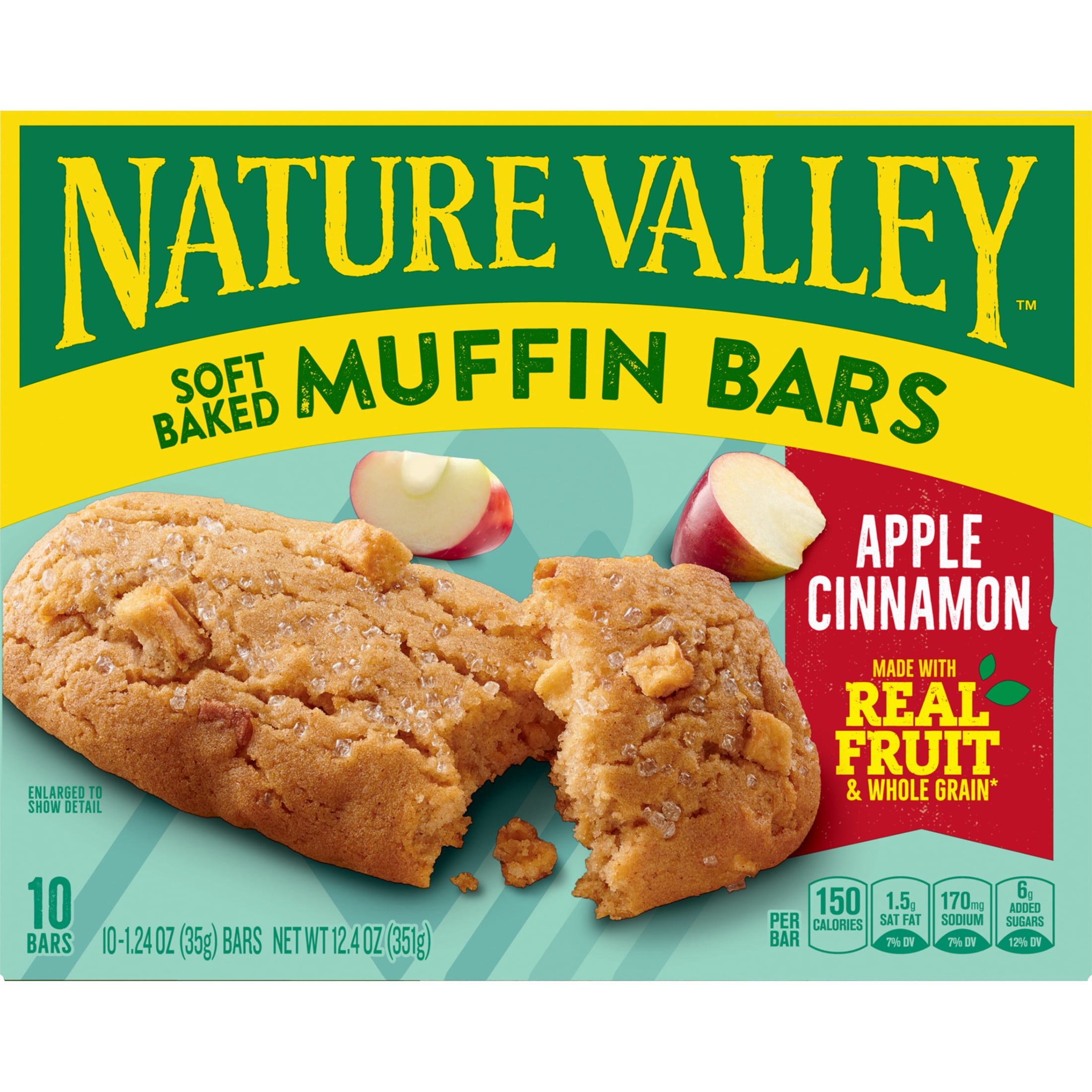 (6 pack) Nature Valley Soft Baked Muffin Bars, Apple Cinnamon, Snack Bars, 10 Bars, 12.4 oz