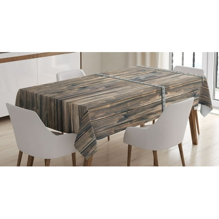 - Wooden Decor Tablecloth, Rustic Wooden Long Farmhouse Themed Planks with Screws and Lines Art, Rectangular Table Cover for Dining Room Kitchen, 60 X 84 Inches, Brown and Grey , by Ambesonne