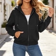 thumbnail image 6 of Fashion Plus Size Pullover Hoodie for Womens Zip Up Solid Color Pockets Zipper Long Sleeved Regular Top Hooded Sweatshirts Coat Outwear 50% off Clearacne!, 6 of 9