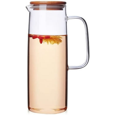 Fymlhomi Glass Pitcher with Lid, Glass Water Pitcher Fridge Carafe Ice Tea Maker,Juice and Ice Tea Pitcher,Heat Resistant Borosilicate Glass Carafe for Hot/Cold Water,50 Oz