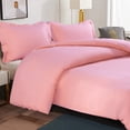 thumbnail image 3 of Twin 2-Piece Duvet Cover Set with 1 Pillow Shams, Brushed Microfiber, Easy Snap Zipper & Corner Ties, Pink, Ntbay | Comforter Not Included, 3 of 6