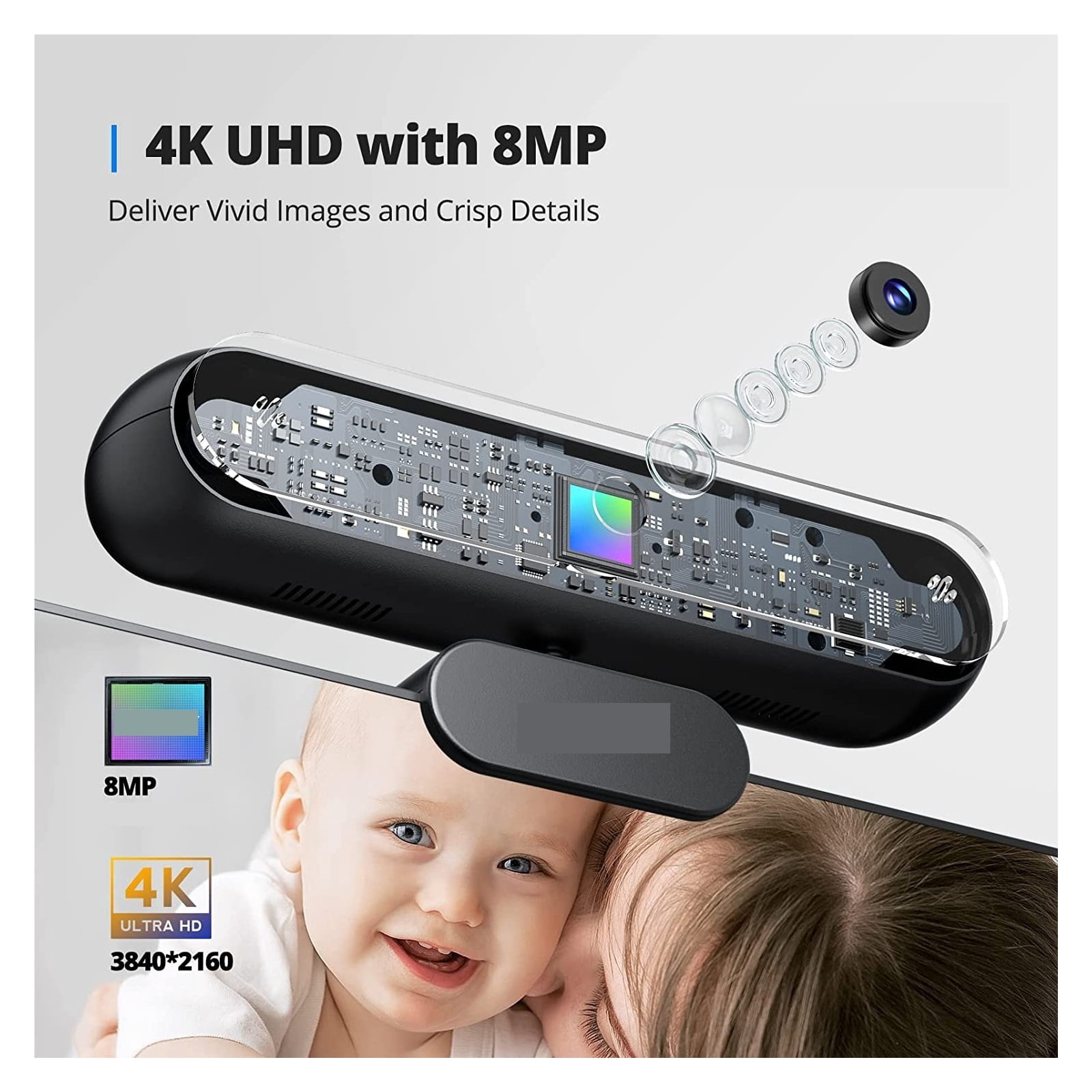 Webcam 4K HD Webcam 8MP Auto Focus USB Web Camera With Microphone Webcamera For Laptop PC/ Video Call/ Streaming ,HD Video