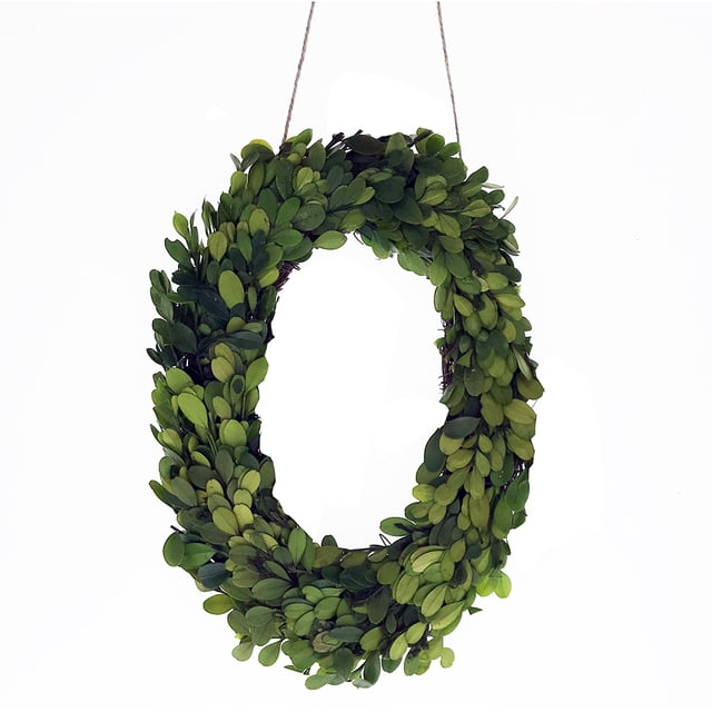 Modern Home 12" Real Preserved Boxwood Monogram Wreath Letters - 0