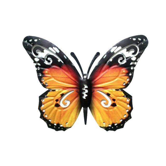 Escultura colgante de mariposa, arte decorativo, adorno vivo antioxidante, decoración de pared de metal para salón de hotel, jardín de bodas, interior Amarillo