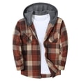 thumbnail image 2 of Tqyyweavej Mens Flannel Hoodie Shirts Lightweight Button Down Plaid Hoodies Drawstring Hooded Long Sleeve Jackets for Men with Pockets, 2 of 7