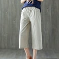 thumbnail image 6 of SBYOJLPB Womens Capris Womens Casual Elastic Waist Loose Cotton Linen Trouser Cropped Wide Leg Pants, 6 of 9