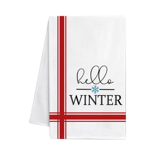 D-GROEE Christmas Microfiber Kitchen Towels Oversized Embroidered Xmas  Decorative Dish Towels 60cm x 40cm for Winter Holiday Kitchen Drying Cooking