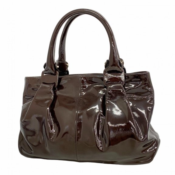 Pre-Owned Salvatore Ferragamo Vara Enamel Handbag in Brown and Gold for Women