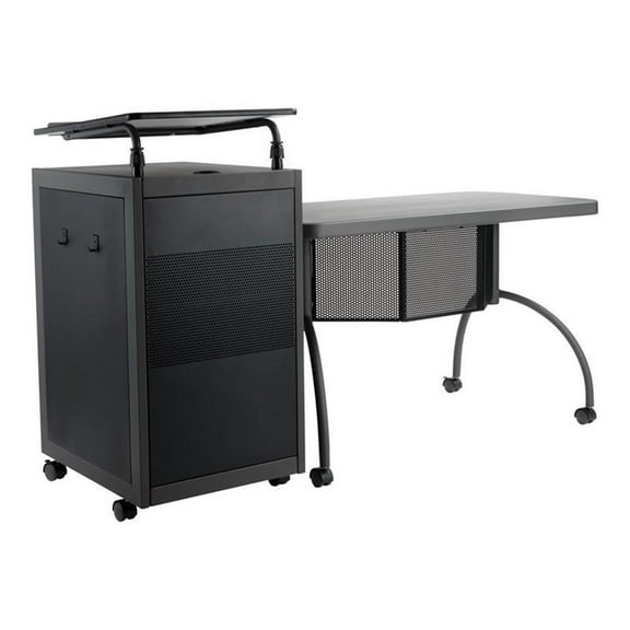 Oklahoma Sound Metal Teacher's WorkPod Desk and Lectern Kit in Charcoal