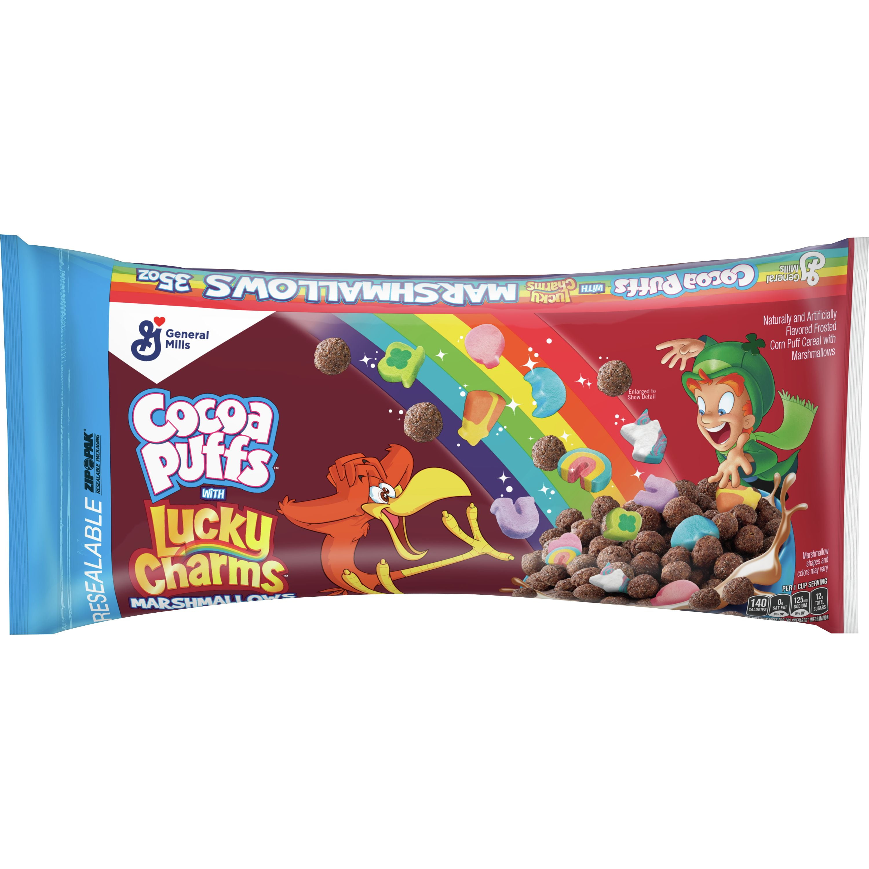 Cocoa Puffs Cereal with Lucky Charms Marshmallows, 35 Oz