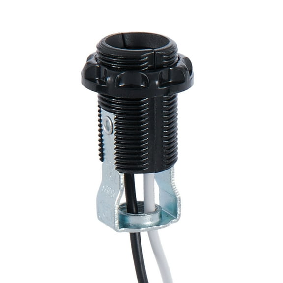 B&P Lamp E12 candelabra socket with external threads, ring, hickey, and 12" leads