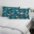 thumbnail image 4 of Deep Green Fishes Throw Pillow Cover 16 x 24 Inch Decorative Pillow Cover Cartoon Coastal Ocean Fish Striped Lumbar Pillowcase Seasonal Rectangle Cushion Case for Couch Sofa Bed Living Room, 4 of 9