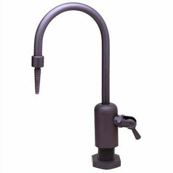 T&S Brass - Lab Faucet, Dual-Control Handle, Gray PVC, Rigid Gooseneck, Serrated Tip, 3/8''Female Inlet (Pure Water Applications)