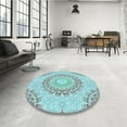 thumbnail image 3 of Ahgly Company Indoor Rectangle Patterned Tron Blue Area Rugs, 3' x 5', 3 of 6