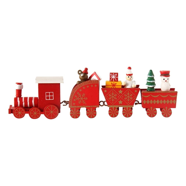 TIELUTT Christmas Wooden Mini Train Decorations Solid Wood Christmas Train Cabinet Table Decorations Ornament Cute Ornament Set Metallic Ornament Set Snowflake Ornament E Ornament
