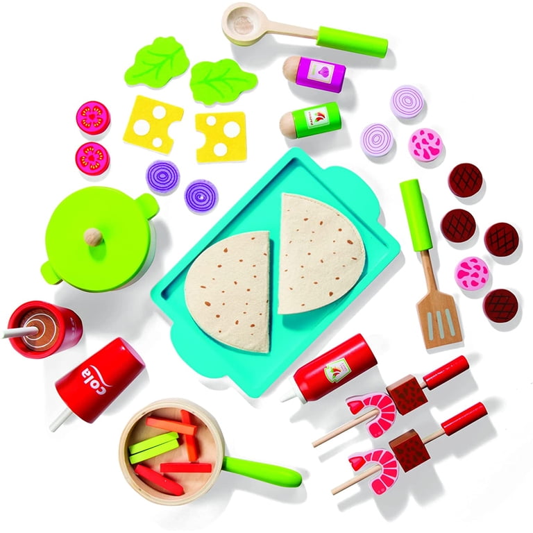 SVAN Taco Truck Food Kit, Wooden Playset with Cook Top, Sink