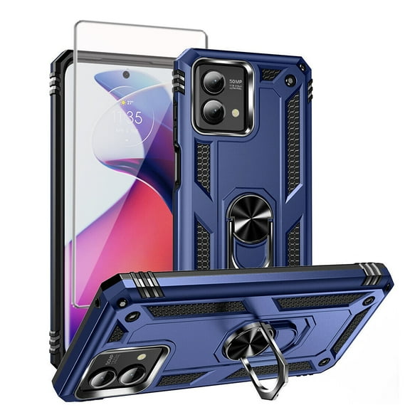 TASHHAR Moto G Stylus 5G 2023 Case with Screen Protector and Magnetic Ring Kickstand Military Grade Full Body Double Layer Durable Detachable for Motorola G Stylus 5G 2023 Phone - Blue