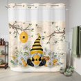 thumbnail image 6 of No Hook Shower Curtain, Yellow Gnomes Shower Curtains for Bathroom with See Through Top Window, Spring Floral Bees Daisy Branches Watercolor Waterproof & Washable Bath Curtain Long 72"x78", 6 of 9