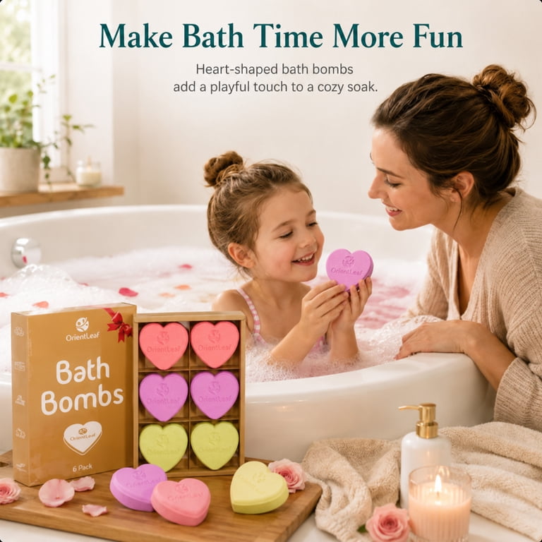 OrientLeaf Heart-Shaped Bath Bombs, 6 Count Floral Set photo 8