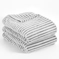 thumbnail image 2 of Pavilia Contemporary Black & White Ribbed Striped Microfiber Polyester Throw, 50" x 60", 2 of 9