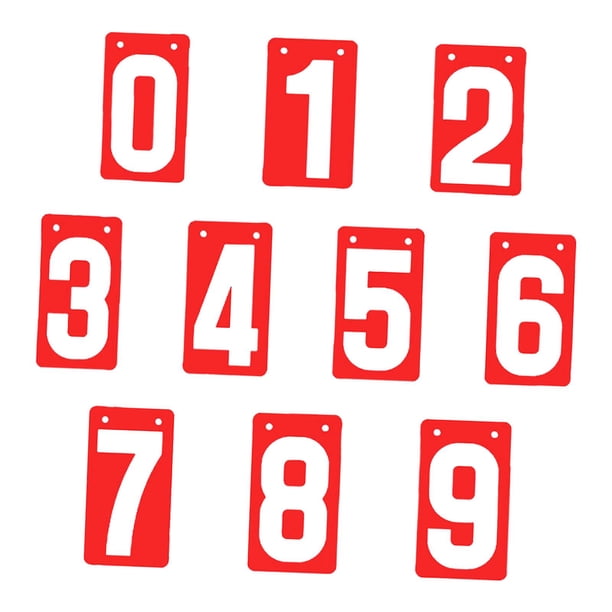 Mareador de puntaje Sports SporeToard, Números 0-9, tarjetas de flip de puntaje manual, puntaje de fútbol con tarjetas de número de fútbol tenis bola rojo