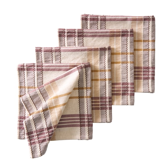 Better Homes & Gardens Upstate Plaid Napkin Set Cotton Linen Blend, 20 x 20 Inch, 4 Pack
