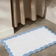 thumbnail image 4 of Cotton Scalloped Bathmat with Antiskid 20"x32" Blue – 100% Cotton Scalloped Bath Mat, Anti‑Skid, Soft & Absorbent Bathroom Rug for Shower, Tub & Entryway, 4 of 5