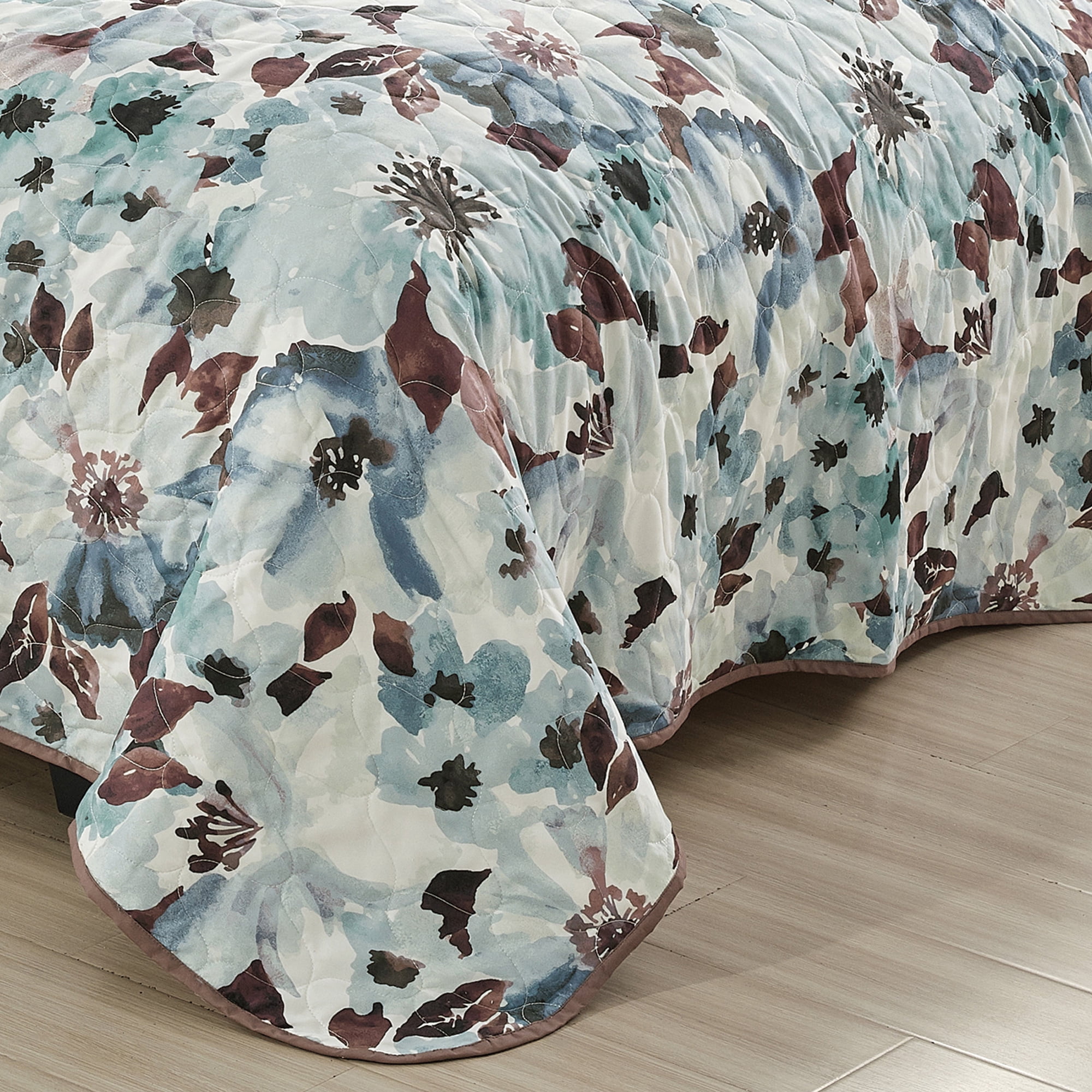 Evjk 3-Piece Oversized Quilting Set - Reversible, Breathable, Soft Brushed Microfiber Bedspread with Printed Pattern,Queen