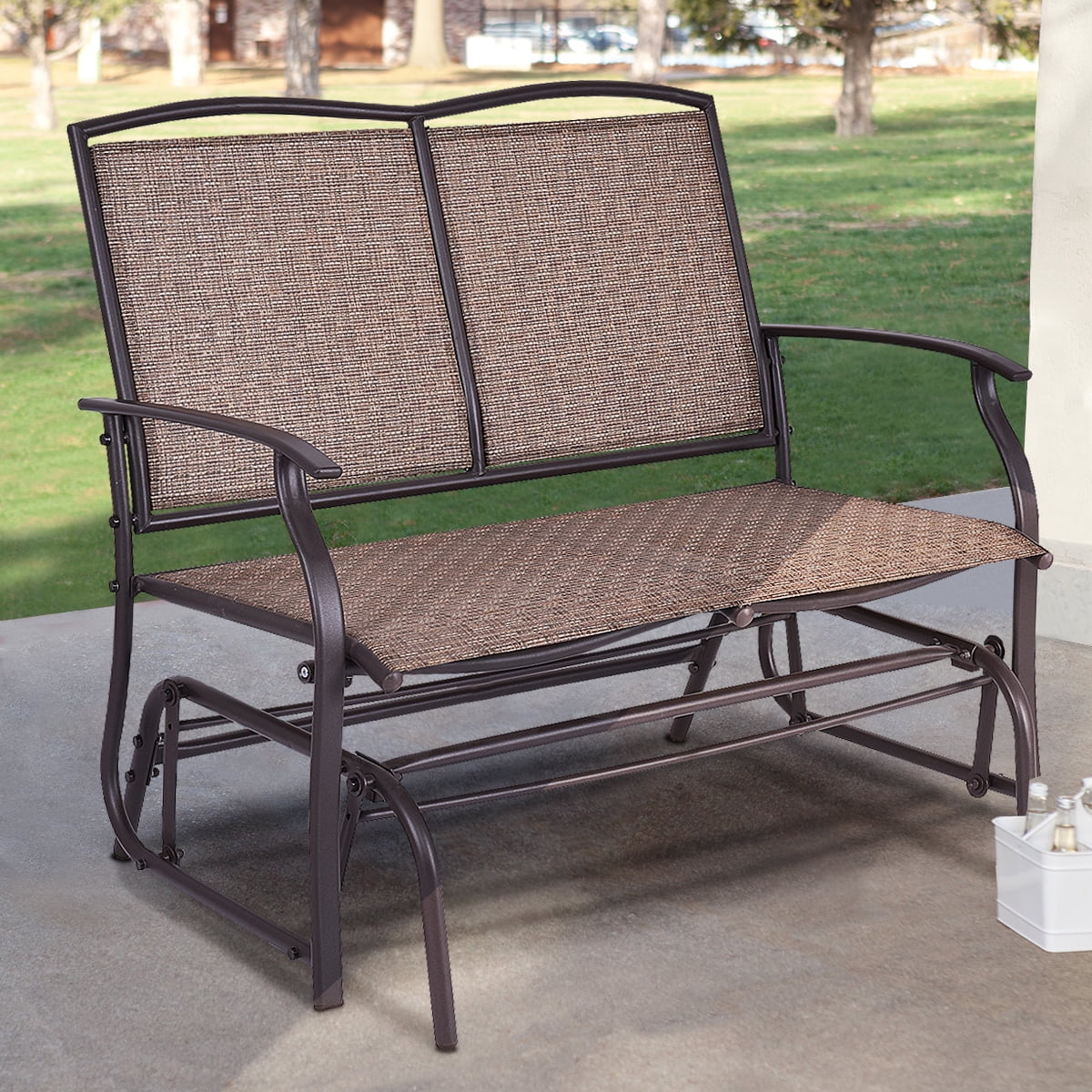 Koonlert@shop Outdoor Bench Glider Rocking Chair Garden Deck Furniture Backyard Loveseats/Black #705a 
