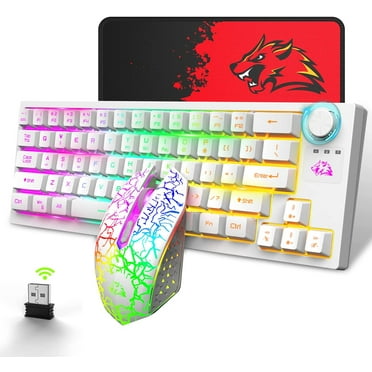 ZIYOULANG T50 60% Wireless RGB Gaming Keyboard and Mouse 4000mAh Rechargeable, 64 Keys TKL Ultra Compact Design, Lightweight Gaming Mouse for PC MAC PS4 Xbox Office Gamers-Blue