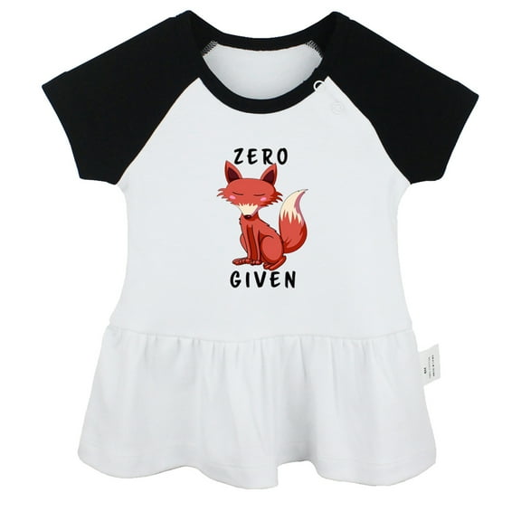 iDzn Zero Given Novelty Animal Fox Dresses For Baby, Newborn Babies Skirts, Infant Princess Dress, 0-24M Kids Graphic Clothes (Black Raglan Dresses, 0-6 Months)