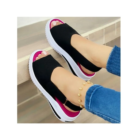

Wazshop Women Summer Wedges Sandals All-match Personality Chunky Heel Flip-Flops Sandals Shoes
