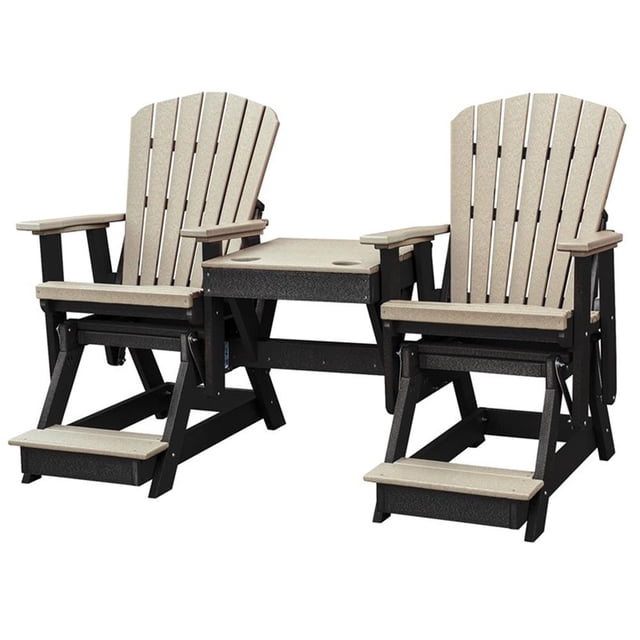 Pemberly Row Coastal Double Balcony Height Glider with Center Table