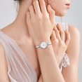 thumbnail image 4 of Reloj de mujer Elegante reloj de pulsera analógico de cuarzo Reloj de mujer Pequeño reloj casual sencillo Reloj con cierre de broche con pulsera de metal Oro rosa/plata, 4 of 4