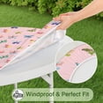 thumbnail image 5 of Pink Butterfly Colorful Wing Pattern Round Fitted Tablecloth with Elastic Edge,Dining Table Cover Waterproof,Outdoor Round Tablecloth for Camping,Dining,Indoor and Outdoor, 5 of 7