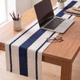 thumbnail image 2 of Sm:)e Dark Blue Farmhouse Woven Rustic Hollow Table Runner, Boho Table Runner, Dining Kitchen Home Decor, 12x108 Inch, 2 of 12