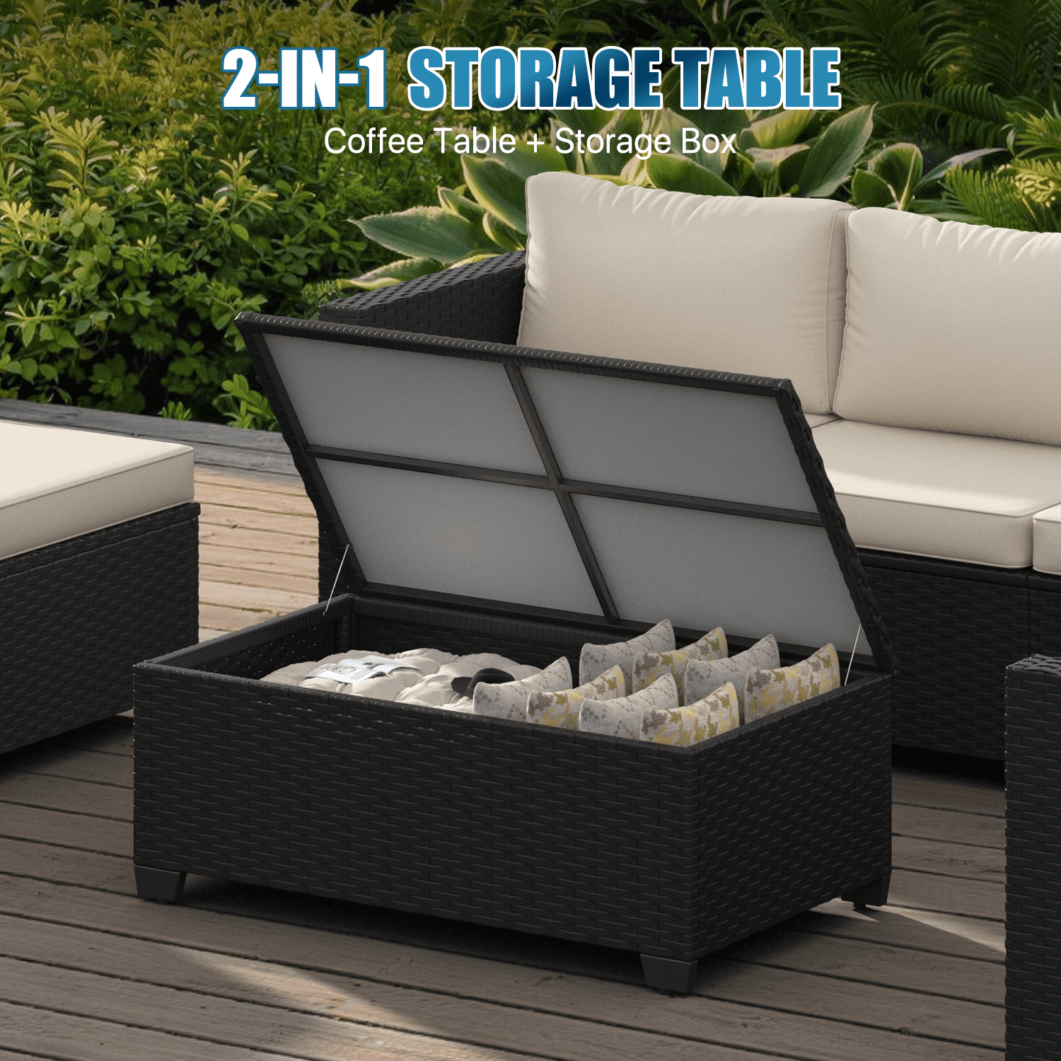 Sunmthink 8 Piece Patio Furniture Set, Rattan Wicker Patio Conversation Set Outdoor Furniture, Beige