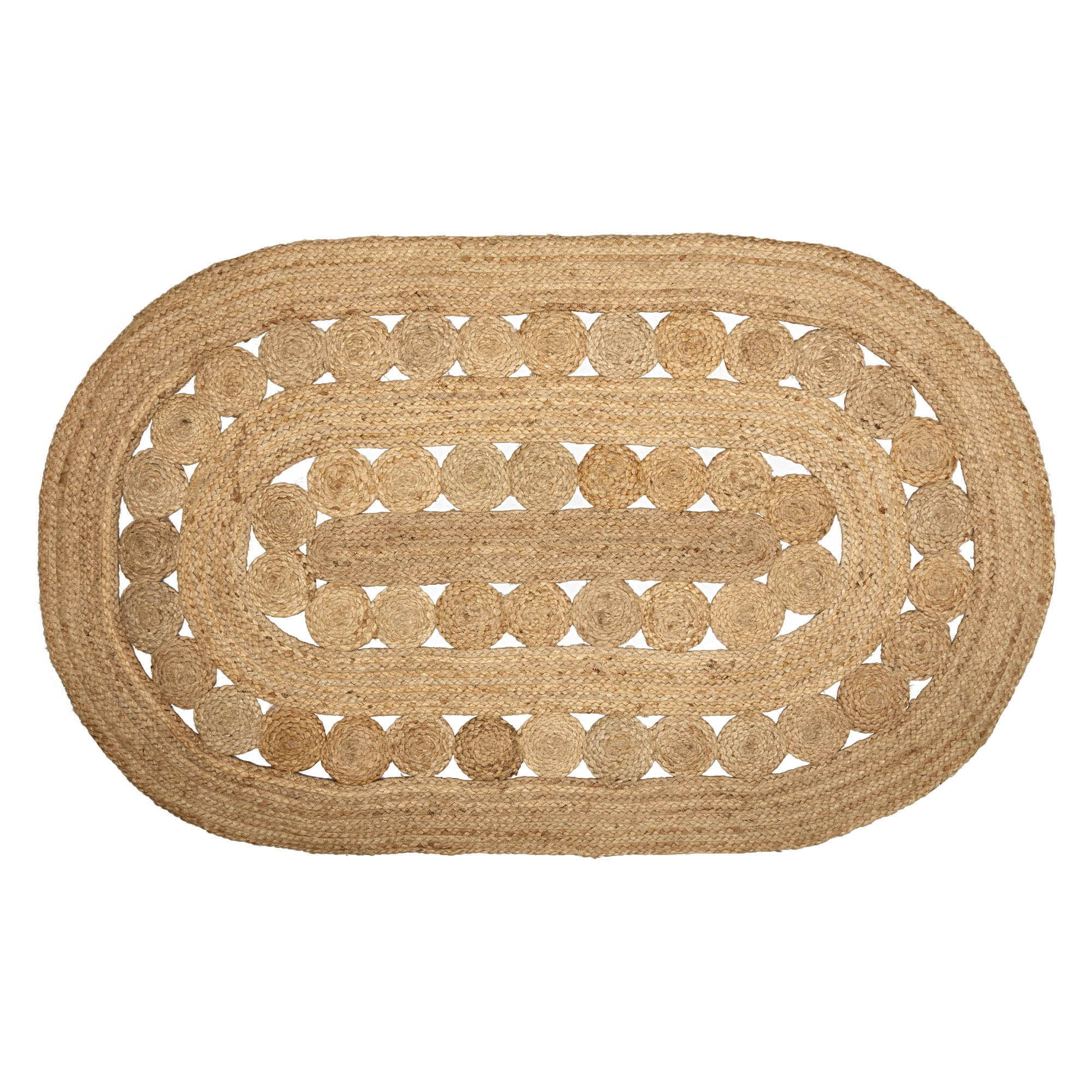 VHC Brands Celeste Oval Jute Rug for Kitchen Living Room Indoor Outdoor Farmhouse Decor Braided Natural Fiber Boho Rugs 36x60"
