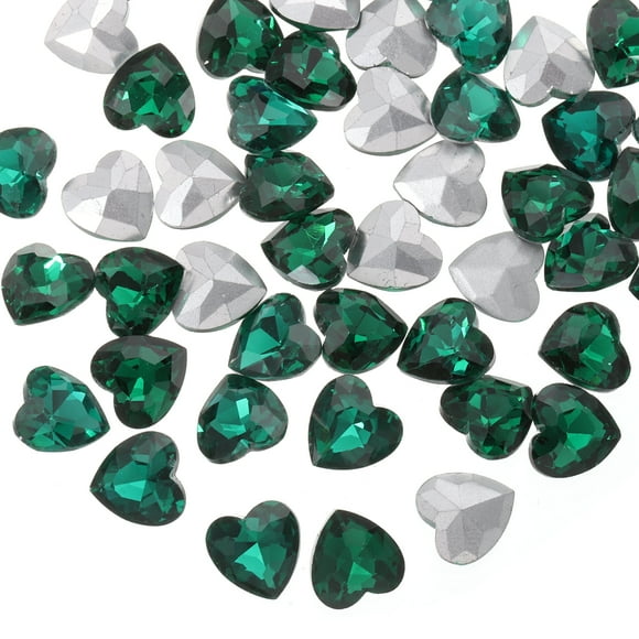 Uxcell 50Pcs Heart Rhinestones, 10mm Pointed Back Heart Glass Rhinestone Gems Crystal for Jewelry Making Costume DIY Crafts, Pale Green
