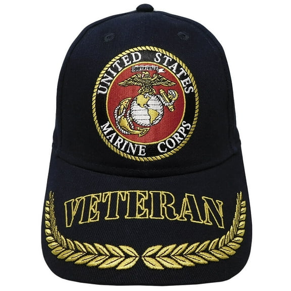 Ant Enterprises U.S. Marine Corps, Marines Veteran, red, white, & blue V on bill, black hat
