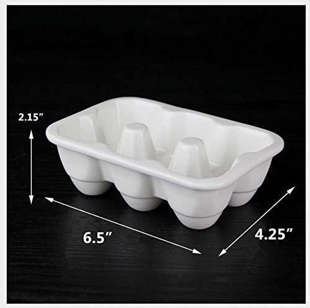 ABCISI 6 Cups Ceramic Egg Holder for Fridge, Egg Tray Holder, Pretty Egg Plate, Kitchen Restaurant Fridge Storage and Cookable Egg Porcelain Decorative Crate White-Heat Resistant
