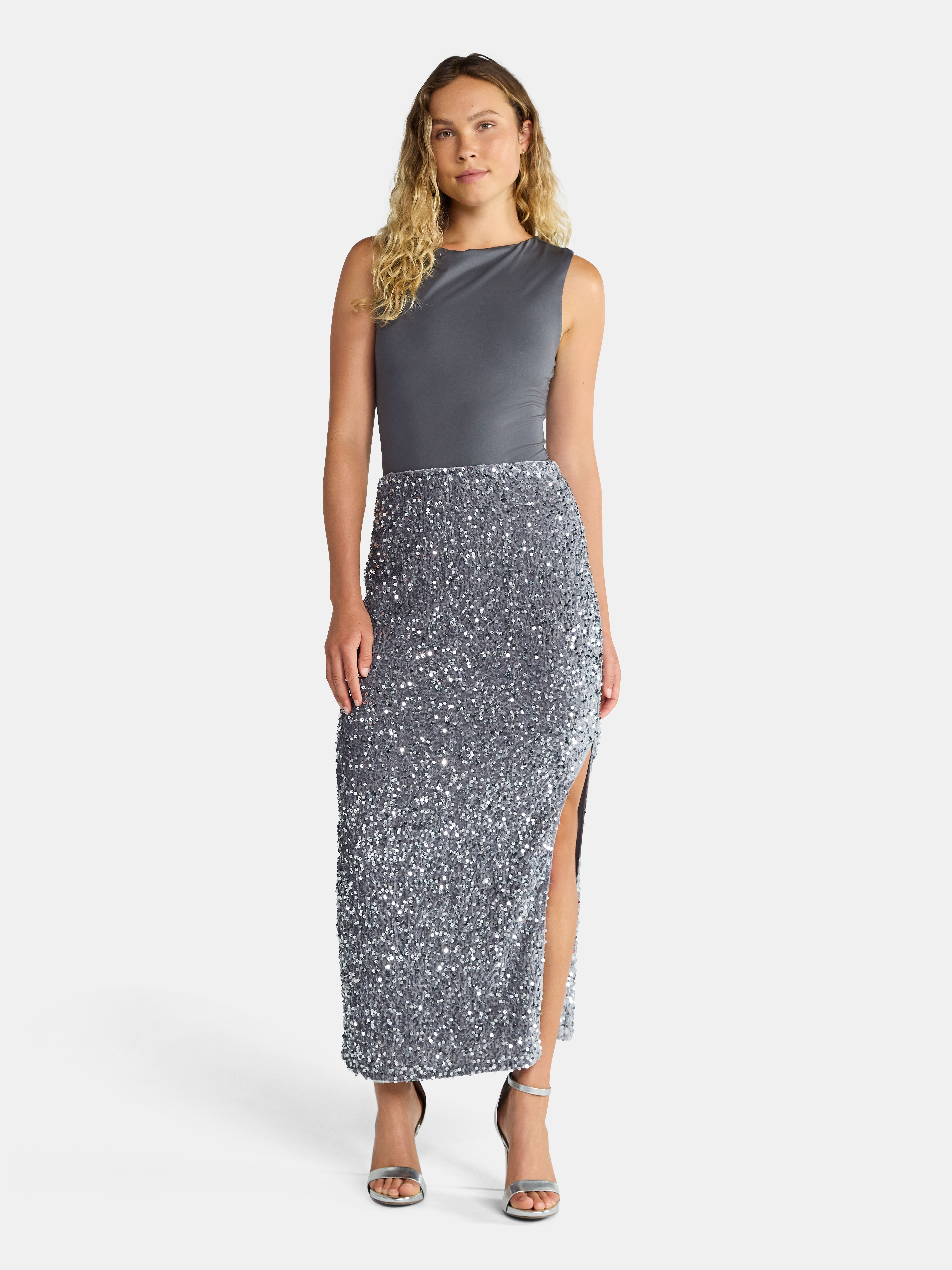 Madden NYC Women's Sequin Velour Maxi Skirt, Sizes XXS-XXL